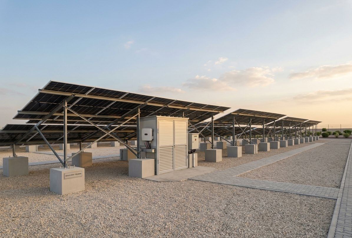 Solar panels and the control room at an SNA station
